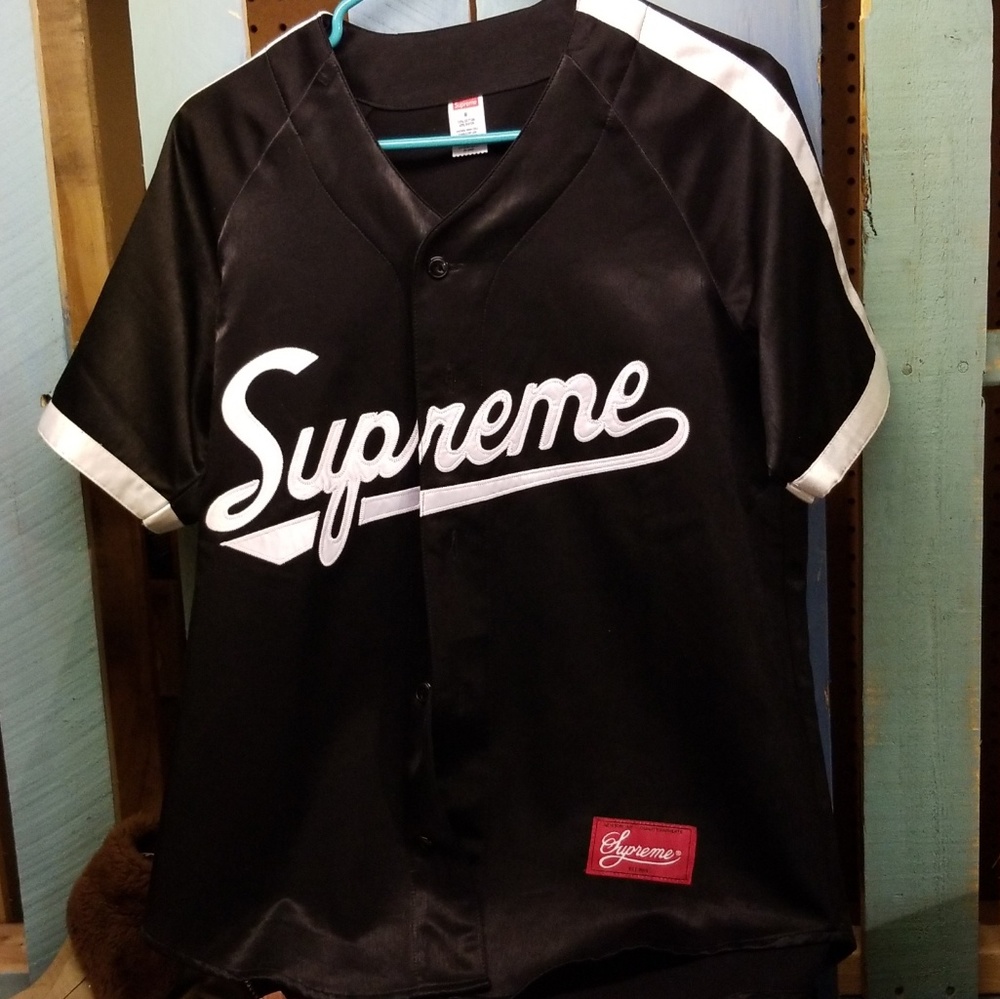 Supreme satin baseball jersey